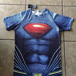Mens superman compression fitness workout shirt M